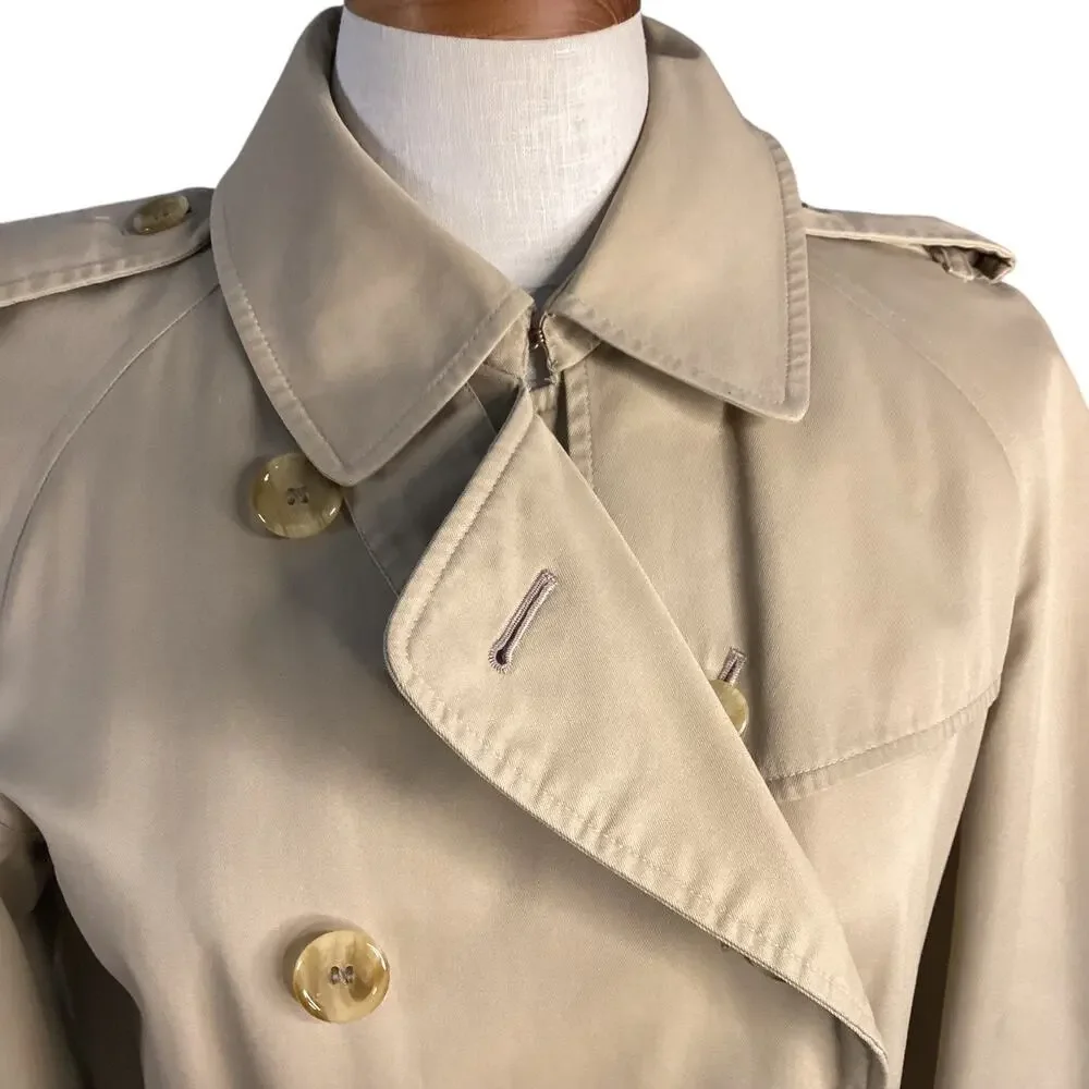 Vtg 60s Classic Burberry Beige Trench Coat Long Belted Nova-check Womens 10 - Picture 9 of 16
